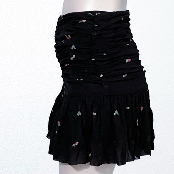 NEW GANNI Printed Georgette Mini Skirt Blk SZ 4/36 - Picture 8 of 12